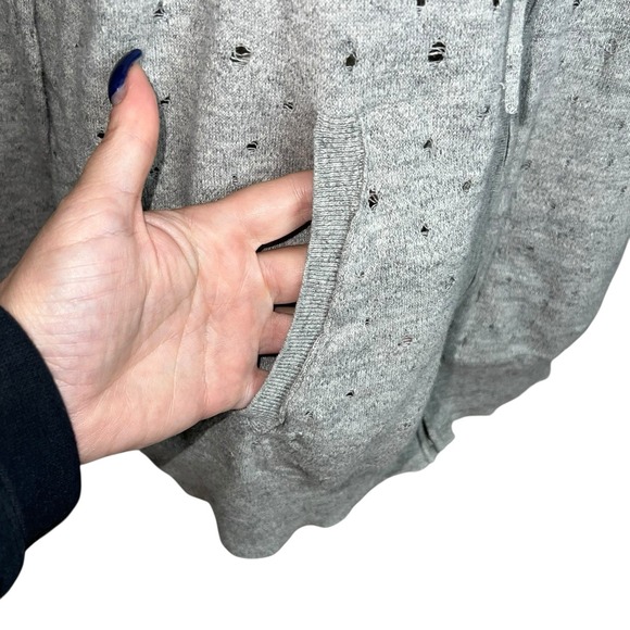 AllSaints Blink Hoody Jumper Unisex Sz L Full Zip Distressed Ripped Linen Blend - Picture 4 of 11